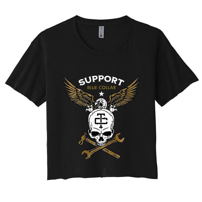 Support Blue Collar Women's Crop Top Tee