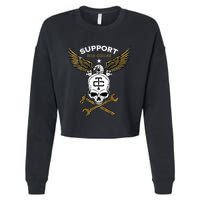 Support Blue Collar Cropped Pullover Crew