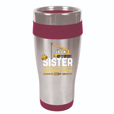 Sister Birthday Crew Construction Birthday 16oz Travel Tumbler