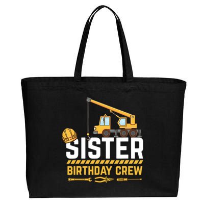 Sister Birthday Crew Construction Birthday Cotton Canvas Jumbo Tote