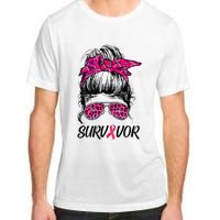 Survivor Breast Cancer Awareness Messy Bun Pink Ribbon Adult ChromaSoft Performance T-Shirt