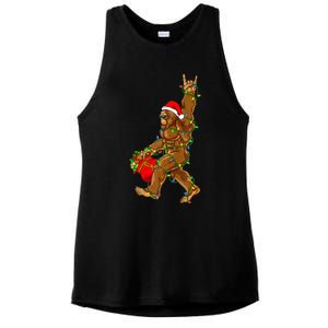 Santa Bigfoot Christmas Lights Rock Funny Sasquatch  Ladies PosiCharge Tri-Blend Wicking Tank