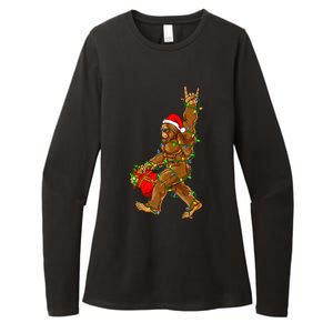 Santa Bigfoot Christmas Lights Rock Funny Sasquatch  Womens CVC Long Sleeve Shirt