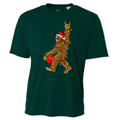 Santa Bigfoot Christmas Lights Rock Funny Sasquatch  Cooling Performance Crew T-Shirt