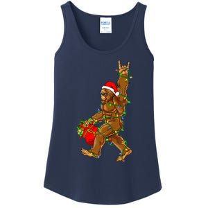 Santa Bigfoot Christmas Lights Rock Funny Sasquatch  Ladies Essential Tank