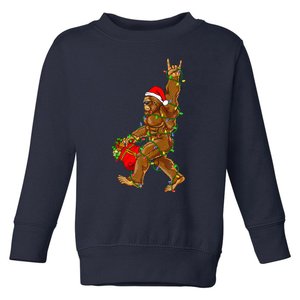 Santa Bigfoot Christmas Lights Rock Funny Sasquatch  Toddler Sweatshirt