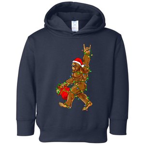 Santa Bigfoot Christmas Lights Rock Funny Sasquatch  Toddler Hoodie