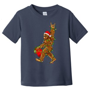 Santa Bigfoot Christmas Lights Rock Funny Sasquatch  Toddler T-Shirt