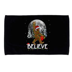 Santa Bigfoot Christmas Lights Funny Sasquatch Believe Xmas Microfiber Hand Towel