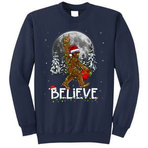 Santa Bigfoot Christmas Lights Funny Sasquatch Believe Xmas Sweatshirt