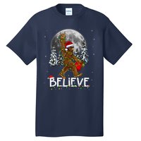 Santa Bigfoot Christmas Lights Funny Sasquatch Believe Xmas Tall T-Shirt