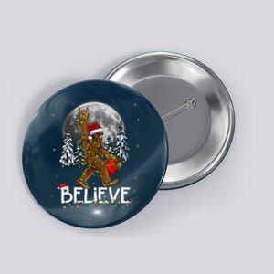 Santa Bigfoot Christmas Lights Funny Sasquatch Believe Xmas Button