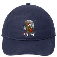 Santa Bigfoot Christmas Lights Funny Sasquatch Believe Xmas 7-Panel Snapback Hat