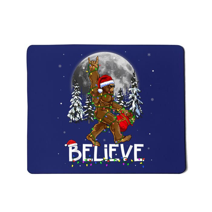 Santa Bigfoot Christmas Lights Funny Sasquatch Believe Xmas Mousepad