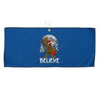 Santa Bigfoot Christmas Lights Funny Sasquatch Believe Xmas Large Microfiber Waffle Golf Towel