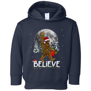 Santa Bigfoot Christmas Lights Funny Sasquatch Believe Xmas Toddler Hoodie