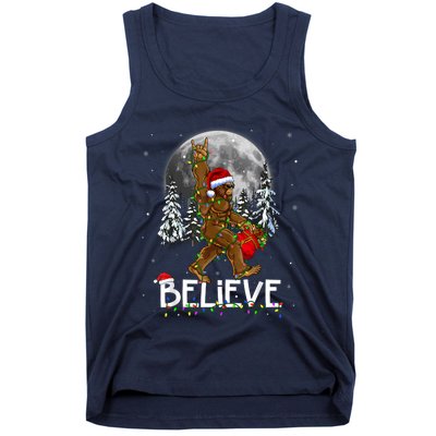 Santa Bigfoot Christmas Lights Funny Sasquatch Believe Xmas Tank Top