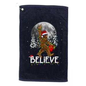 Santa Bigfoot Christmas Lights Funny Sasquatch Believe Xmas Platinum Collection Golf Towel