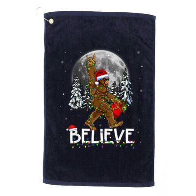 Santa Bigfoot Christmas Lights Funny Sasquatch Believe Xmas Platinum Collection Golf Towel