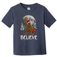 Santa Bigfoot Christmas Lights Funny Sasquatch Believe Xmas Toddler T-Shirt