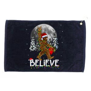 Santa Bigfoot Christmas Lights Funny Sasquatch Believe Xmas Grommeted Golf Towel