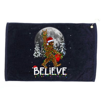 Santa Bigfoot Christmas Lights Funny Sasquatch Believe Xmas Grommeted Golf Towel