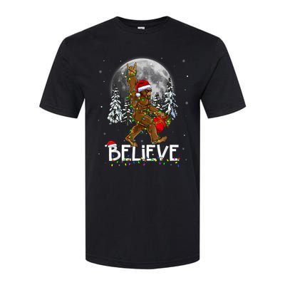 Santa Bigfoot Christmas Lights Funny Sasquatch Believe Xmas Softstyle CVC T-Shirt