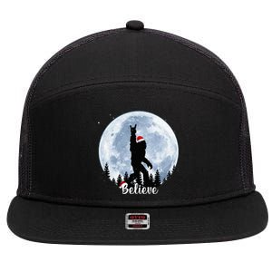 Santa Bigfoot Christmas Rock Roll Sasquatch Believe Xmas  7 Panel Mesh Trucker Snapback Hat