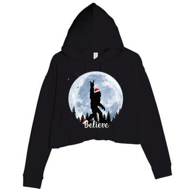 Santa Bigfoot Christmas Rock Roll Sasquatch Believe Xmas  Crop Fleece Hoodie