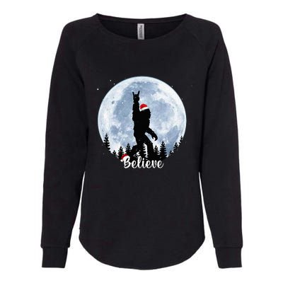 Santa Bigfoot Christmas Rock Roll Sasquatch Believe Xmas  Womens California Wash Sweatshirt