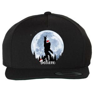 Santa Bigfoot Christmas Rock Roll Sasquatch Believe Xmas  Wool Snapback Cap