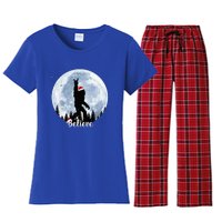 Santa Bigfoot Christmas Rock Roll Sasquatch Believe Xmas  Women's Flannel Pajama Set