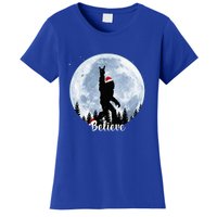 Santa Bigfoot Christmas Rock Roll Sasquatch Believe Xmas  Women's T-Shirt