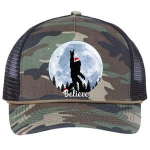 Santa Bigfoot Christmas Rock Roll Sasquatch Believe Xmas  Retro Rope Trucker Hat Cap