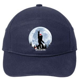 Santa Bigfoot Christmas Rock Roll Sasquatch Believe Xmas  7-Panel Snapback Hat