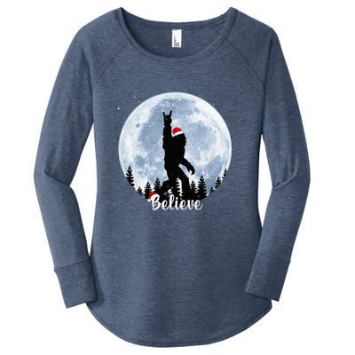 Santa Bigfoot Christmas Rock Roll Sasquatch Believe Xmas  Women's Perfect Tri Tunic Long Sleeve Shirt