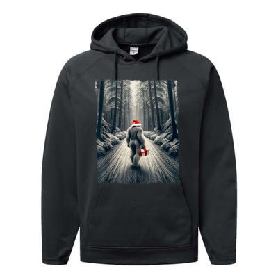 Santa Bigfoot Christmas Sasquatch Believe Performance Fleece Hoodie