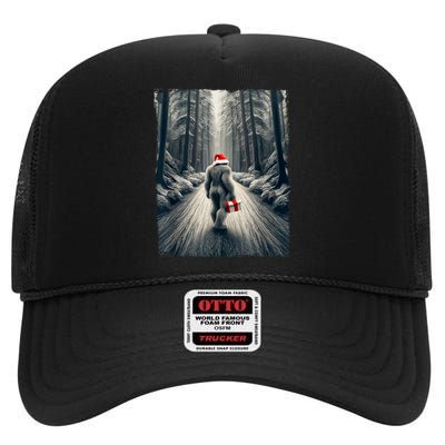 Santa Bigfoot Christmas Sasquatch Believe High Crown Mesh Back Trucker Hat