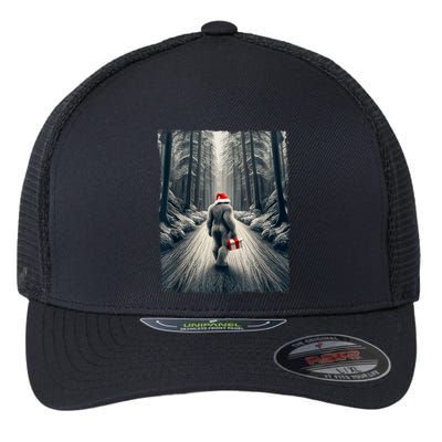 Santa Bigfoot Christmas Sasquatch Believe Flexfit Unipanel Trucker Cap