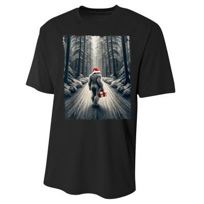 Santa Bigfoot Christmas Sasquatch Believe Performance Sprint T-Shirt