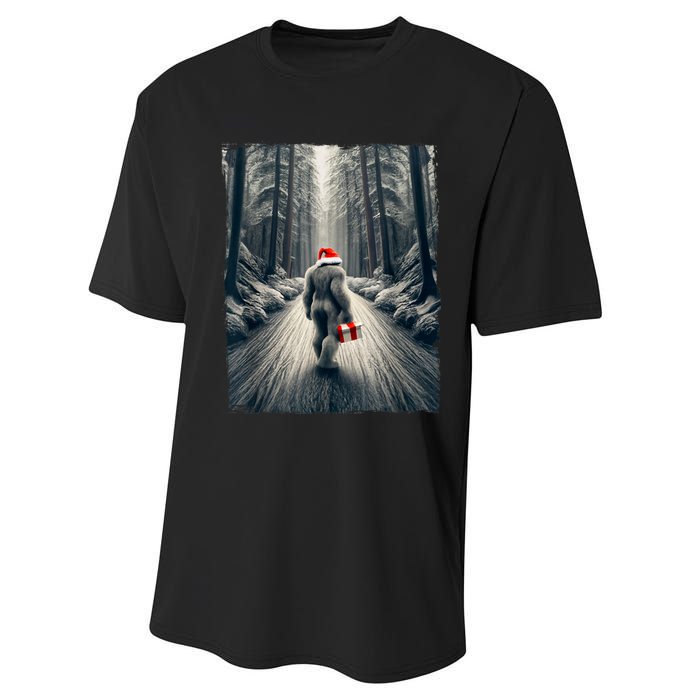 Santa Bigfoot Christmas Sasquatch Believe Performance Sprint T-Shirt