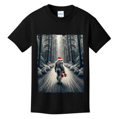Santa Bigfoot Christmas Sasquatch Believe Kids T-Shirt
