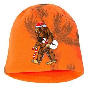 Santa Bigfoot Christmas Sasquatch With Snowman Candy Cane Kati - Camo Knit Beanie