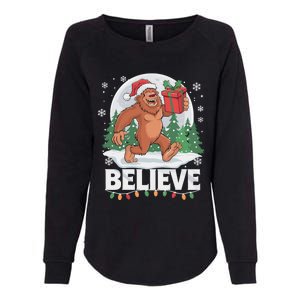 Santa Bigfoot Christmas Lights Funny Sasquatch Believe Xmas Womens California Wash Sweatshirt