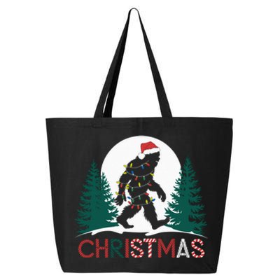 Santa Bigfoot Christmas Lights Funny Sasquatch Believe Xmas 25L Jumbo Tote