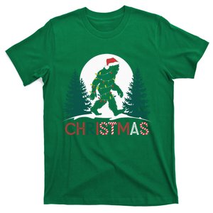 Santa Bigfoot Christmas Lights Funny Sasquatch Believe Xmas T-Shirt