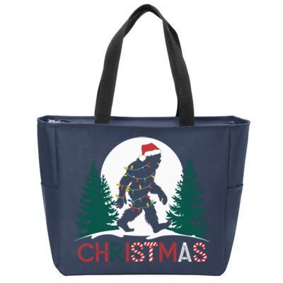 Santa Bigfoot Christmas Lights Funny Sasquatch Believe Xmas Zip Tote Bag