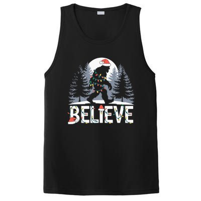 Santa Bigfoot Christmas Lights Funny Sasquatch Believe Xmas PosiCharge Competitor Tank