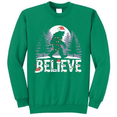 Santa Bigfoot Christmas Lights Funny Sasquatch Believe Xmas Sweatshirt