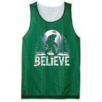 Santa Bigfoot Christmas Lights Funny Sasquatch Believe Xmas Mesh Reversible Basketball Jersey Tank